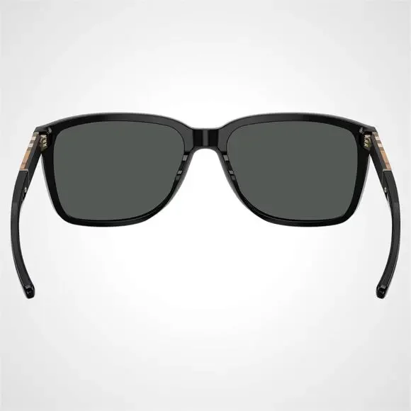 New Burberry Sunglasses Black Solid Square Frame Brown Check Arms 58mm